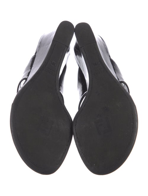 Fendi Zucca FF Logo Patent Leather Slides