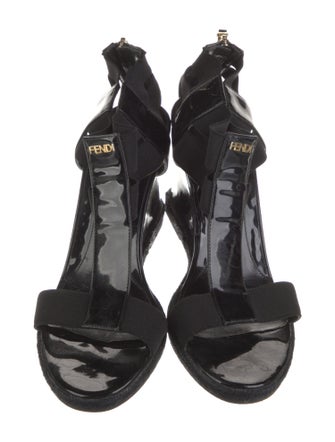 Fendi Patent Leather T-Strap Sandals