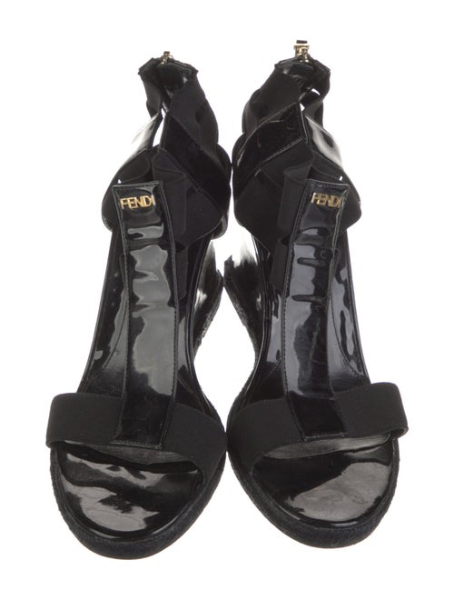 Fendi Patent Leather T-Strap Sandals