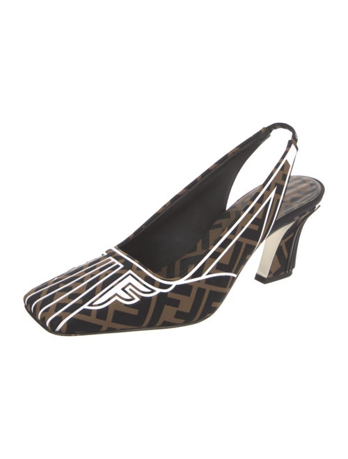 Fendi Zucca FF Logo Neoprene Slingback Pumps
