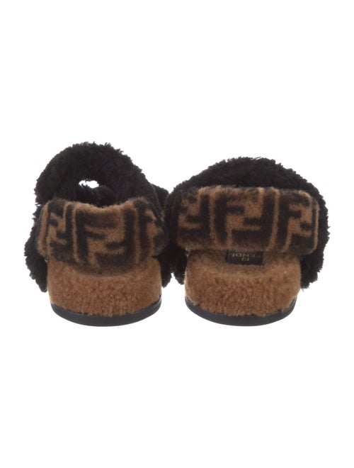 Fendi Zucca FF Logo Shearling Slingback Sandals