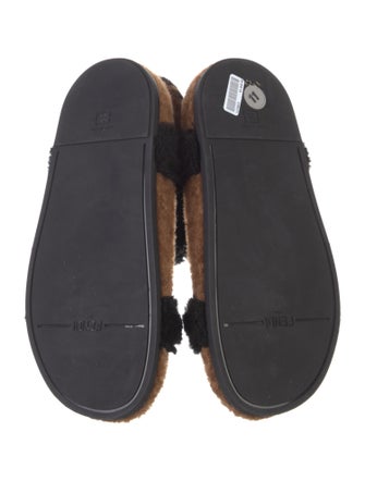 Fendi Zucca FF Logo Shearling Slingback Sandals