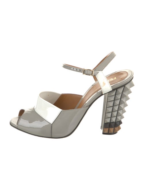 Fendi Rockstud Accents Patent Leather Mules