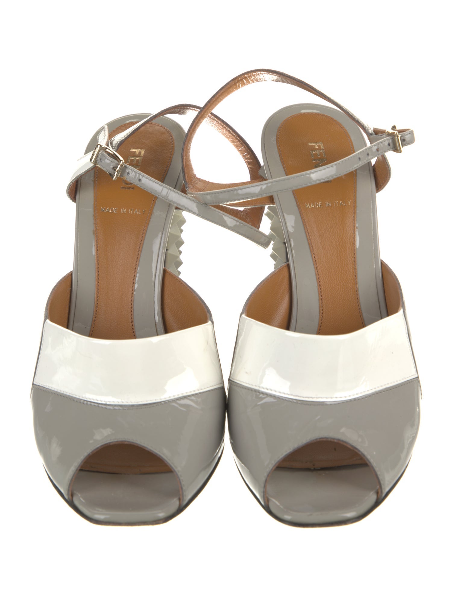 Fendi Rockstud Accents Patent Leather Mules