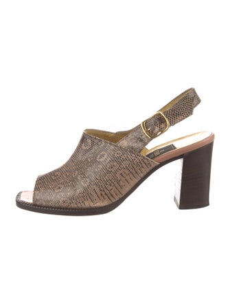 Fendi Leather Animal Print Slingback Sandals