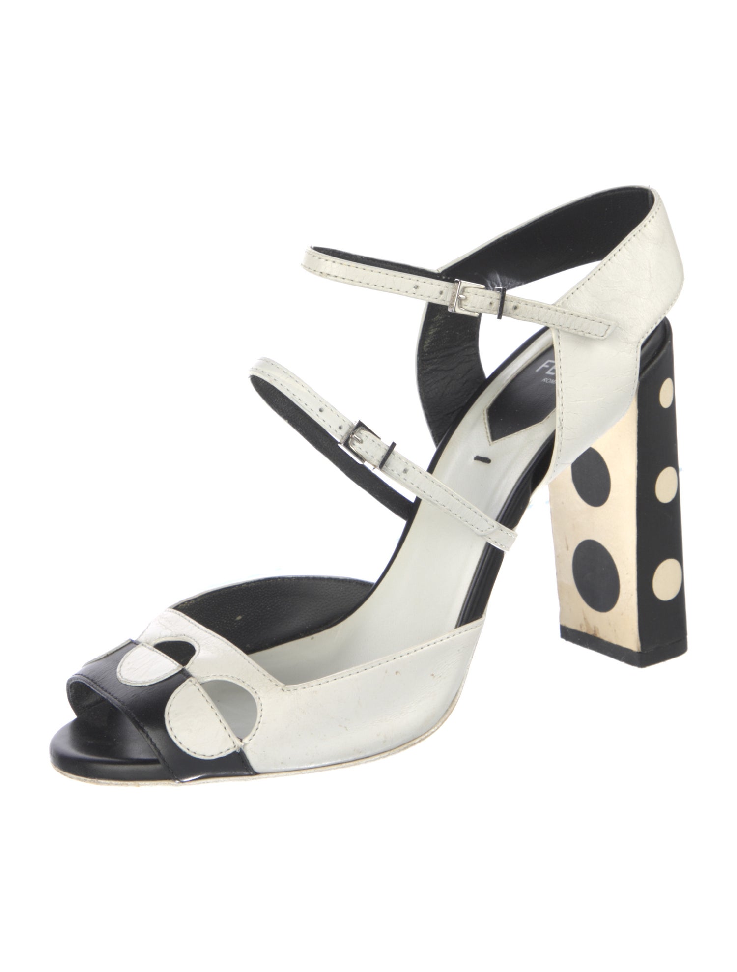 Fendi Leather Cutout Accent Sandals