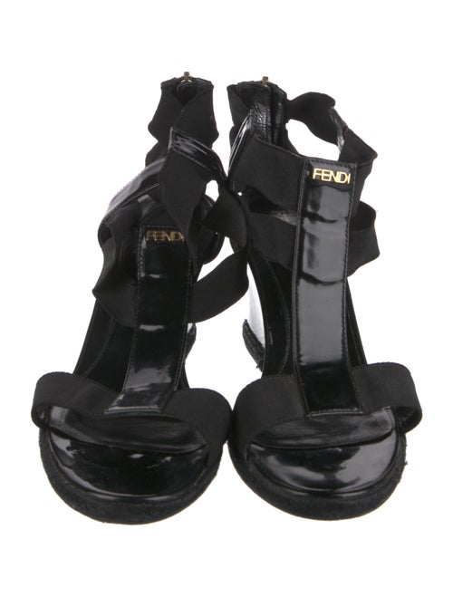 Fendi Patent Leather T-Strap Sandals