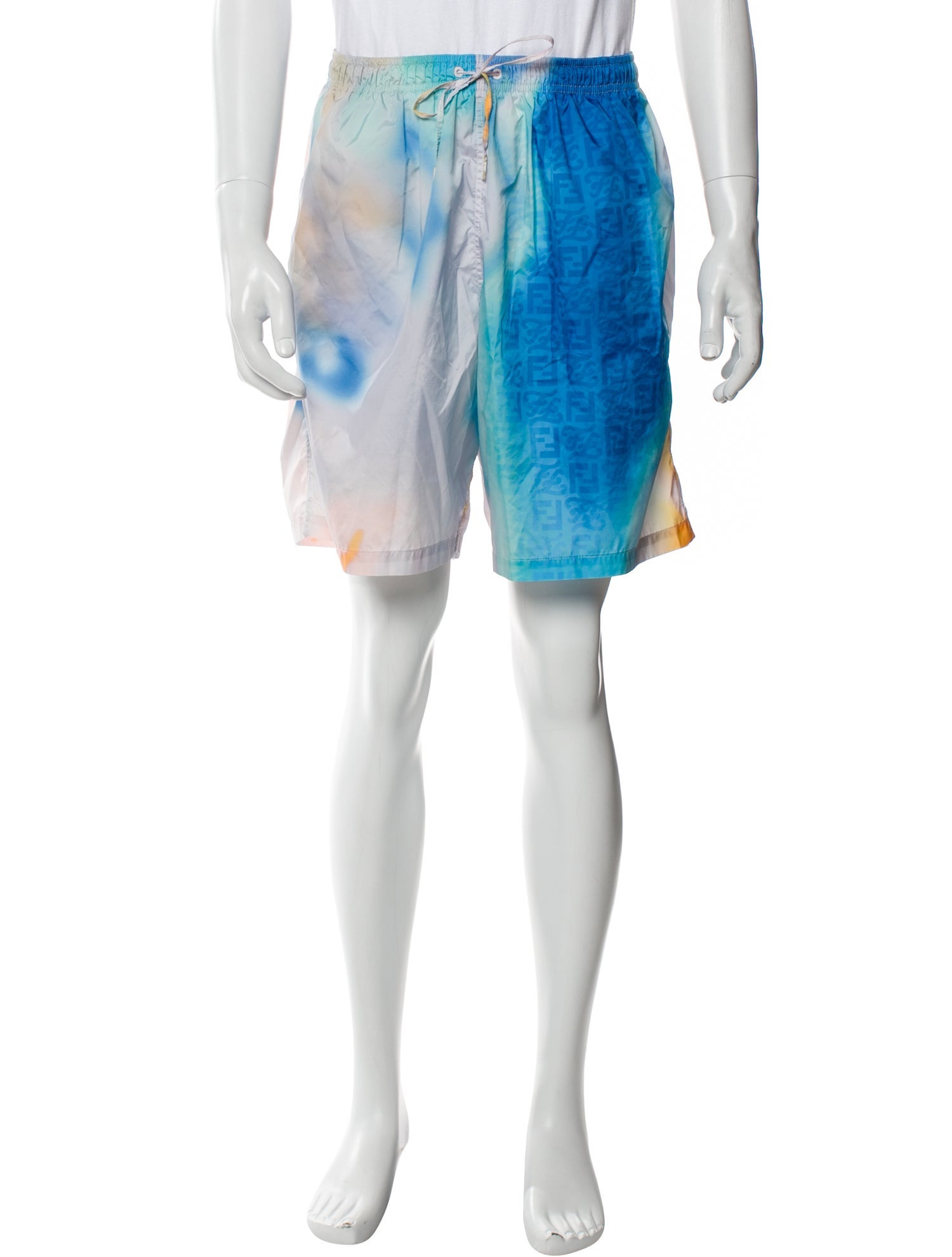 Fendi Zucca FF Logo Tie-Dye Print Swim Trunks