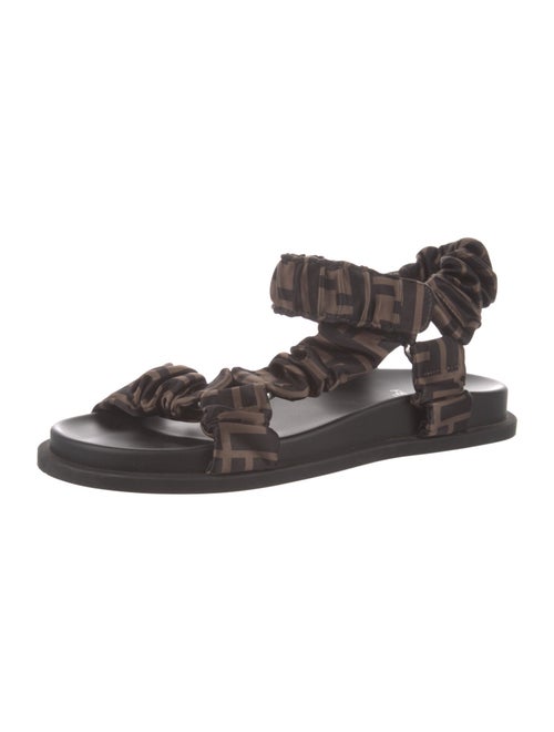 Fendi Zucca FF Logo Satin Slingback Sandals