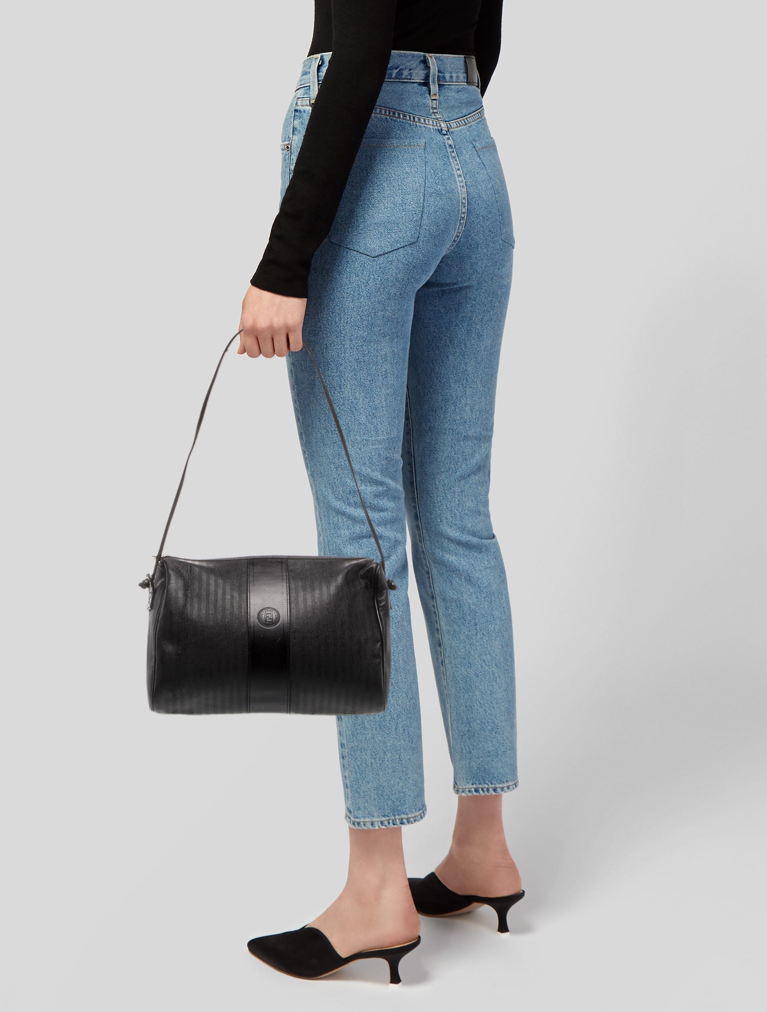 Fendi Pequin Shoulder Bag Vintage