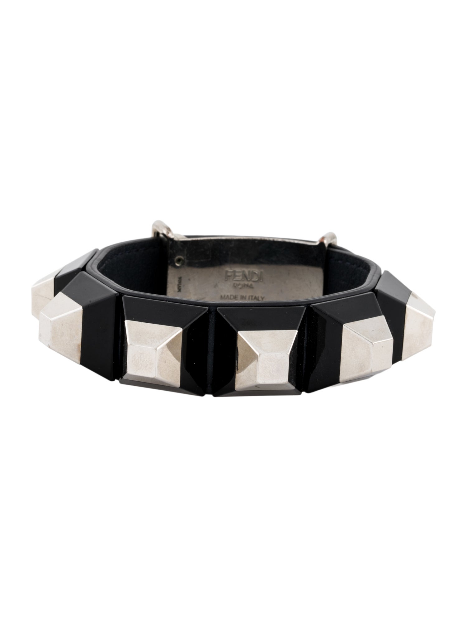 Fendi Leather Stud Wrap Bracelet