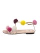 Fendi Leather Pom-Pom Embellishments Slides