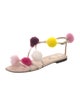 Fendi Leather Pom-Pom Embellishments Slides