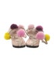 Fendi Leather Pom-Pom Embellishments Slides