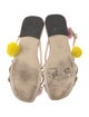 Fendi Leather Pom-Pom Embellishments Slides