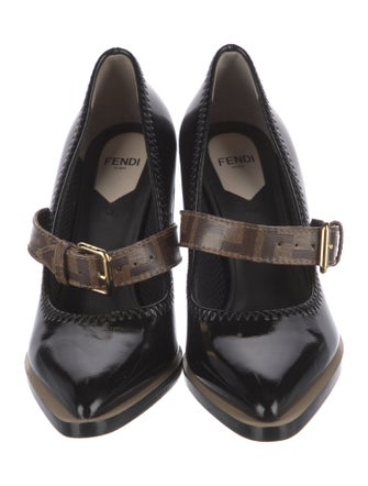 Fendi Zucca FF Logo Patent Leather Pumps