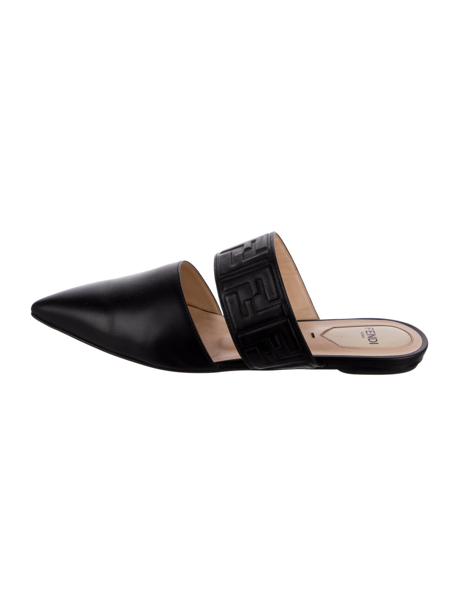 Fendi Zucca FF Logo Leather Mules