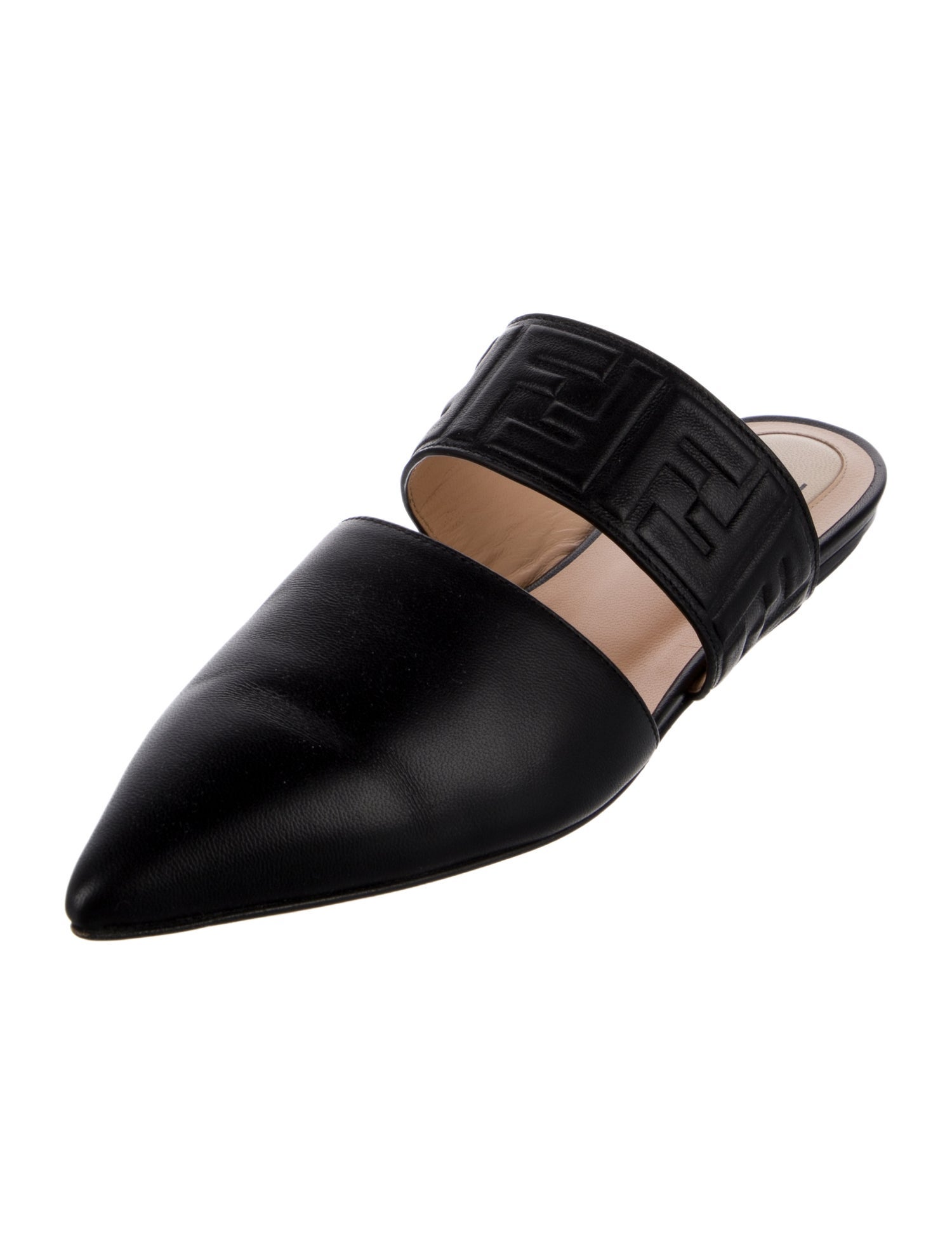 Fendi Zucca FF Logo Leather Mules