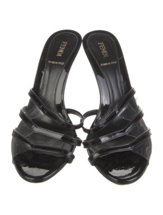 Fendi Patent Leather Cutout Accent Slides