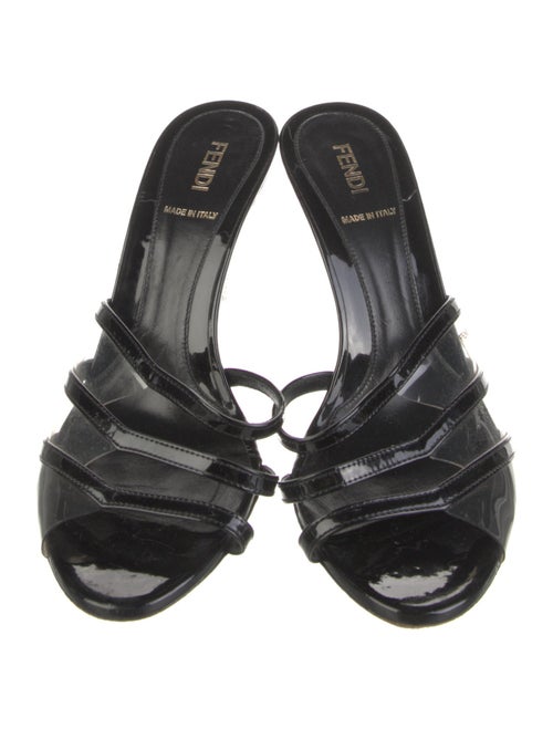 Fendi Patent Leather Cutout Accent Slides