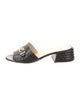 Fendi Zucca FF Logo Embossed Leather Slides