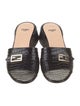 Fendi Zucca FF Logo Embossed Leather Slides