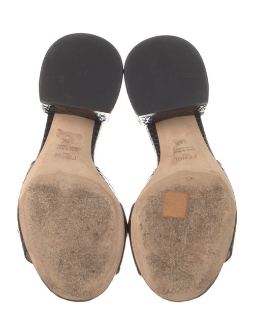 Fendi Zucca FF Logo Embossed Leather Slides