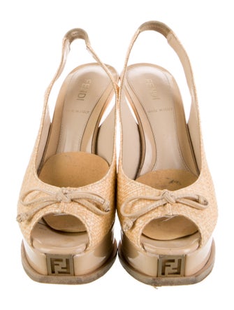 Fendi Zucca FF Logo Raffia Slingback Sandals