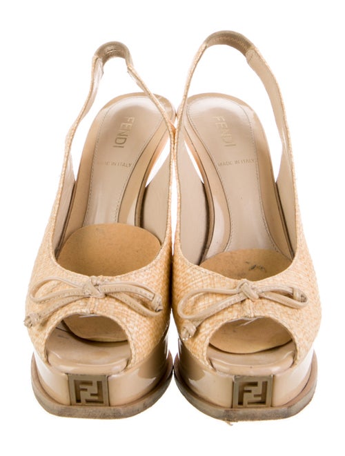Fendi Zucca FF Logo Raffia Slingback Sandals