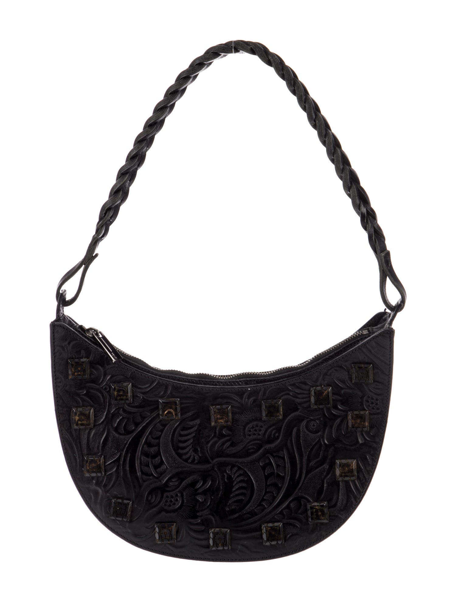 Fendi Embossed Leather Shoulder Bag Vintage