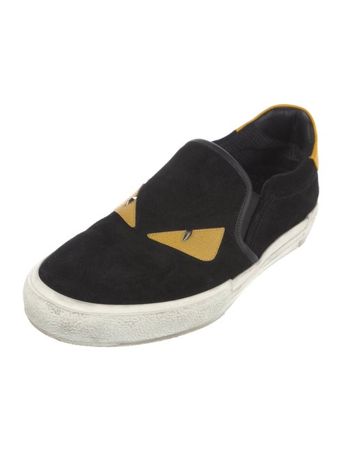 Fendi Monsters Motif Suede Sneakers