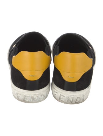 Fendi Monsters Motif Suede Sneakers