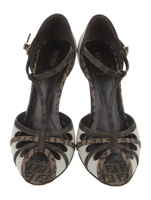 Fendi Zucca FF Logo Canvas T-Strap Pumps