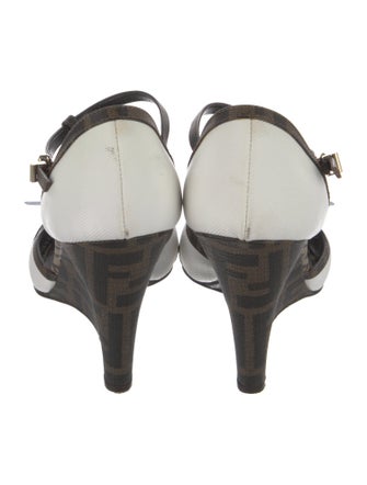 Fendi Zucca FF Logo Canvas T-Strap Pumps