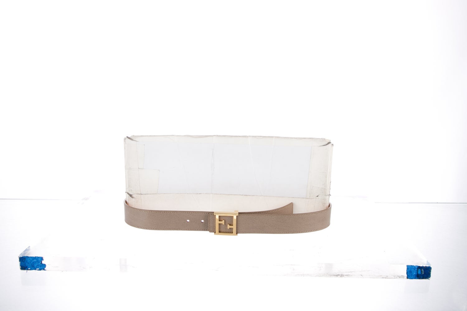 Fendi Zucca FF Logo Saffiano Leather Waist Belt