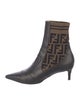 Fendi Zucca FF Logo Leather Sock Boots