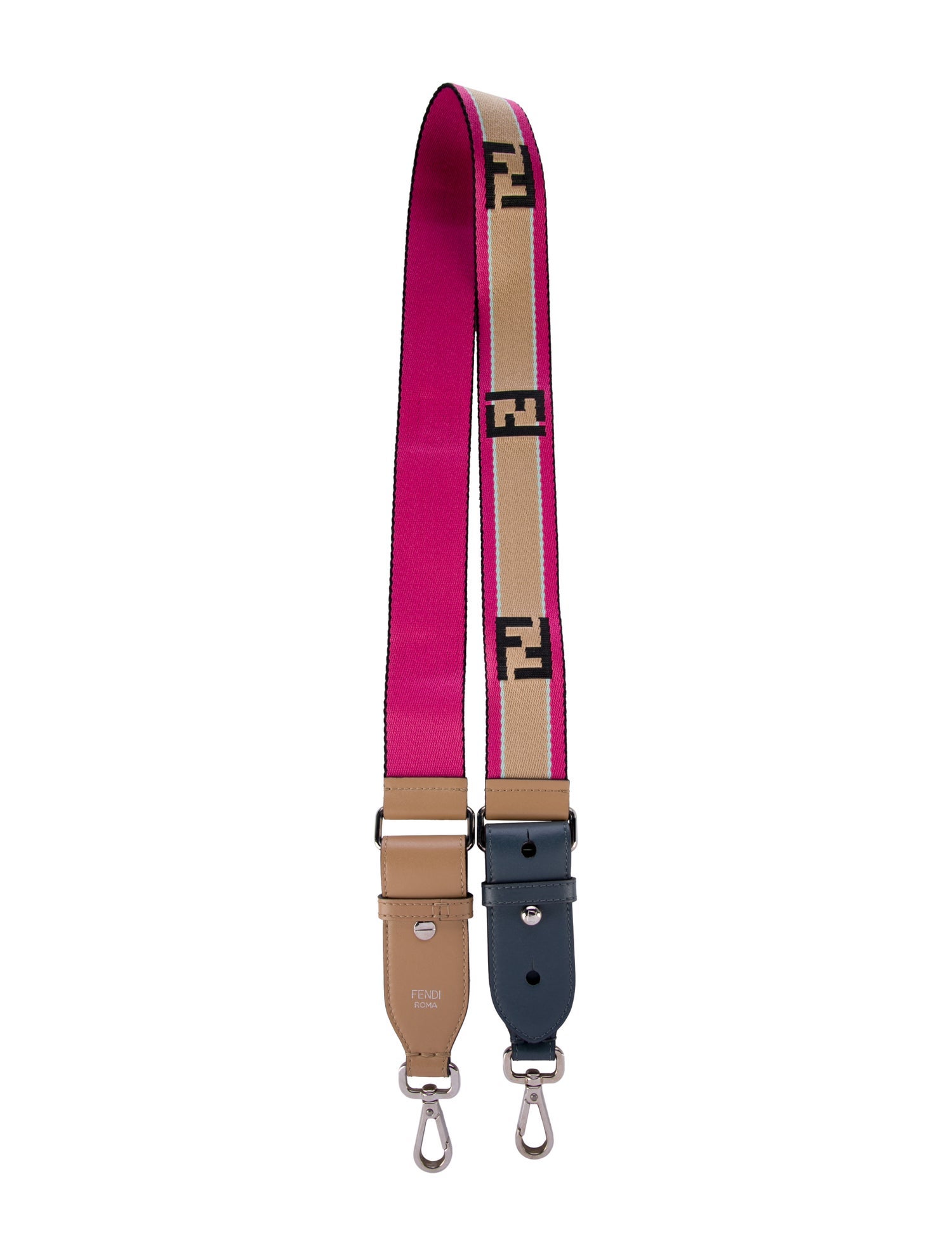 Fendi Zucca FF Logo Print Leather-Trimmed Nylon Adjustable Bag Strap