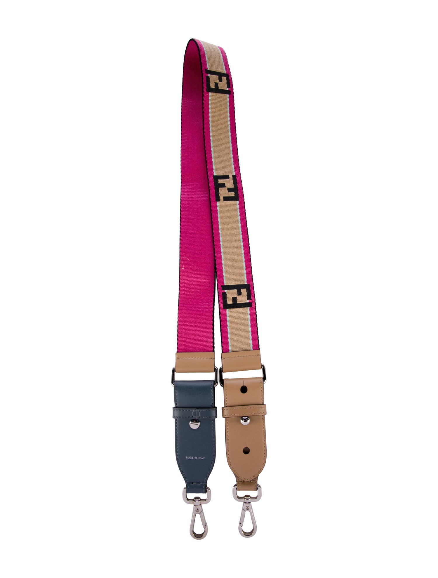 Fendi Zucca FF Logo Print Leather-Trimmed Nylon Adjustable Bag Strap