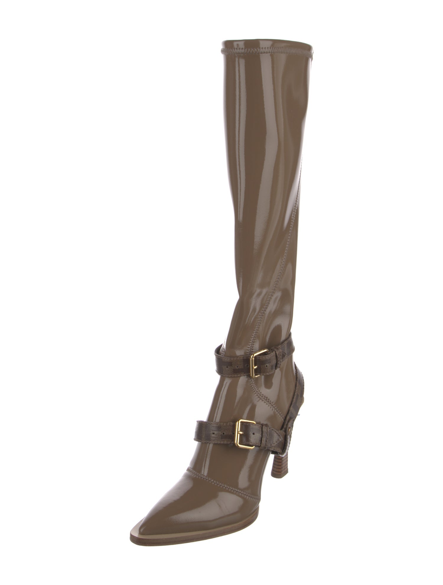 Fendi Zucca FF Logo Leather Lace-Up Boots
