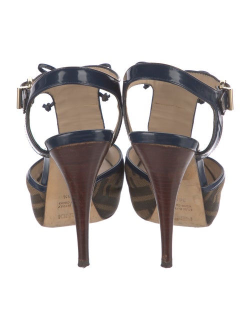 Fendi Zucca FF Logo Canvas T-Strap Sandals