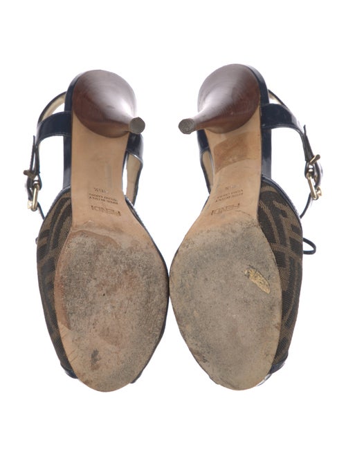 Fendi Zucca FF Logo Canvas T-Strap Sandals