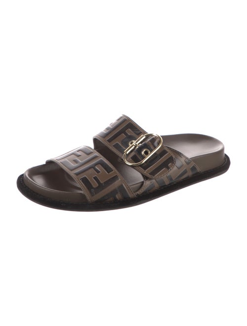 Fendi Zucca FF Logo Leather Slides