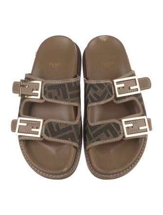 Fendi Zucca FF Logo Canvas Slides