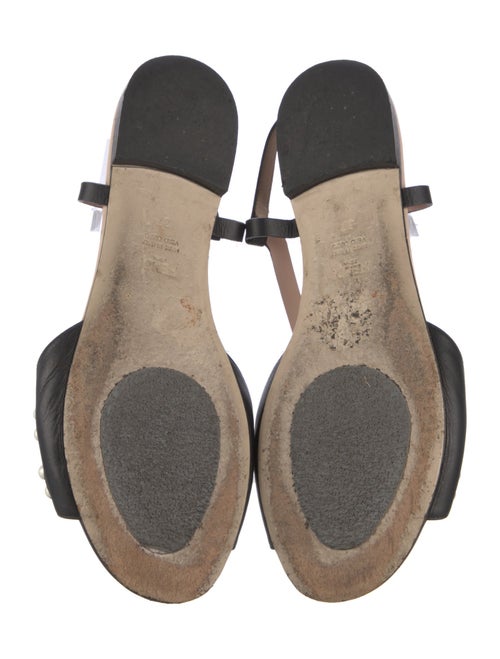 Fendi Faux Pearl Accents Leather Slingback Sandals