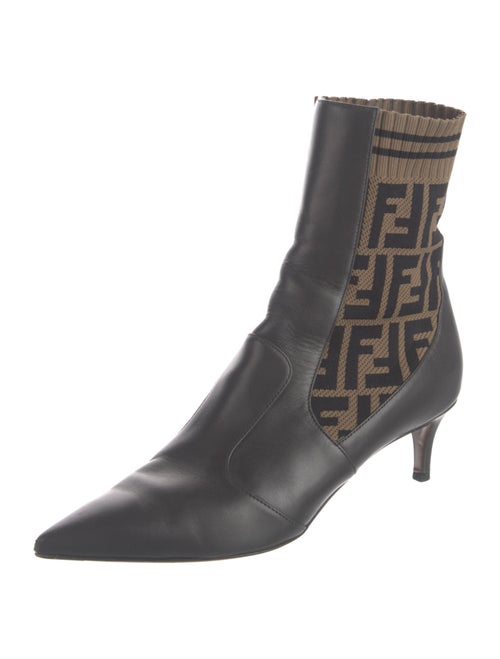Fendi Zucca FF Logo Leather Sock Boots