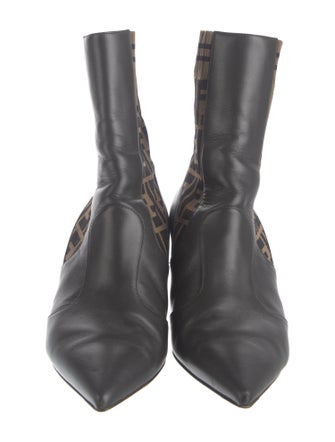 Fendi Zucca FF Logo Leather Sock Boots