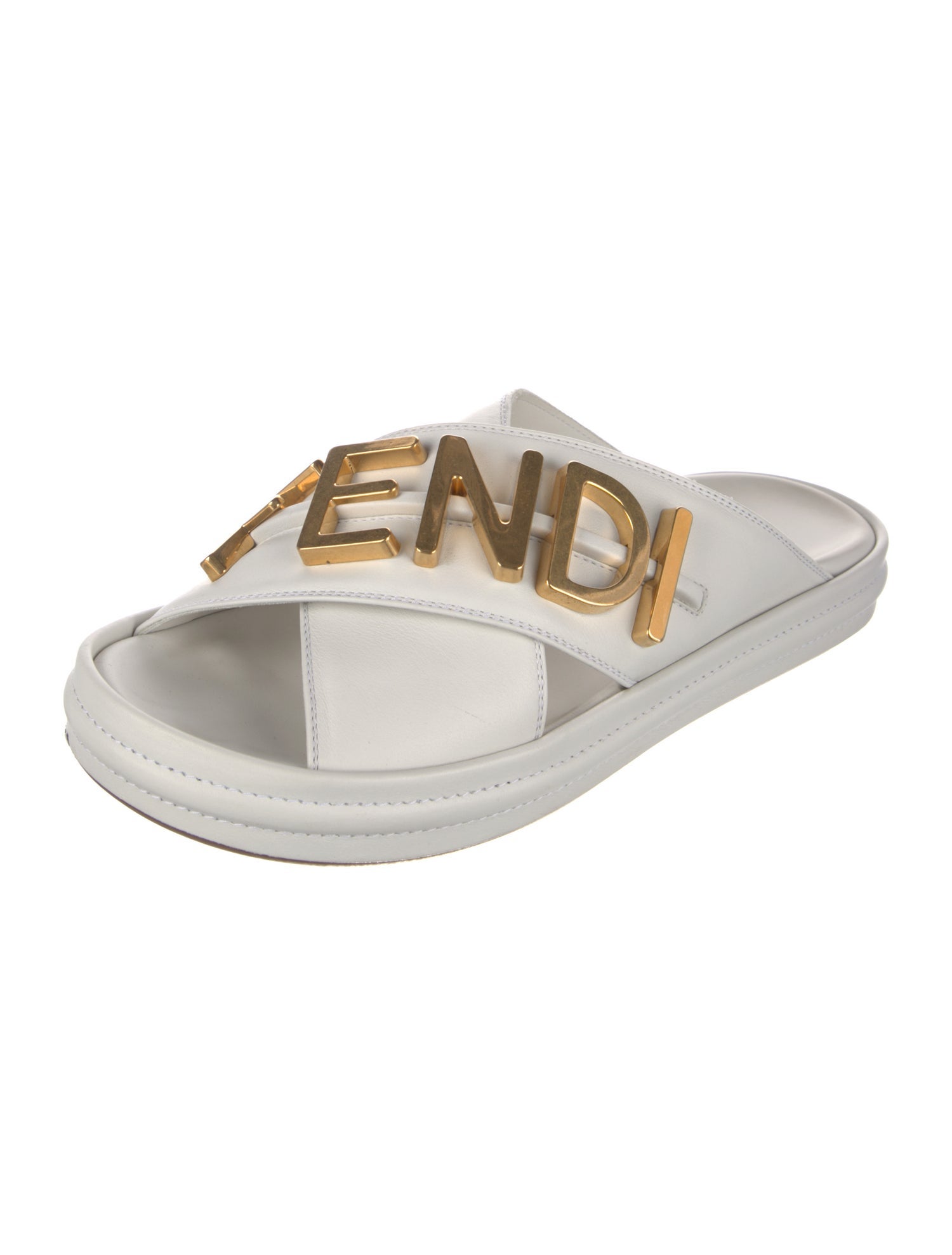 Fendi Leather Printed Slides