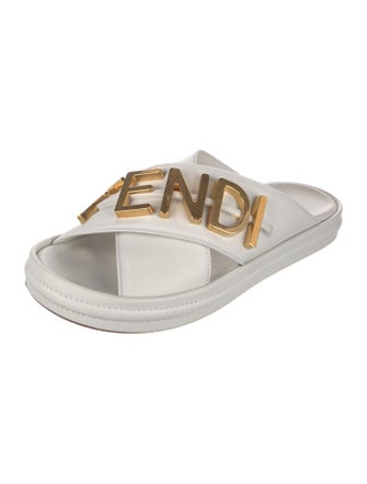 Fendi Leather Printed Slides