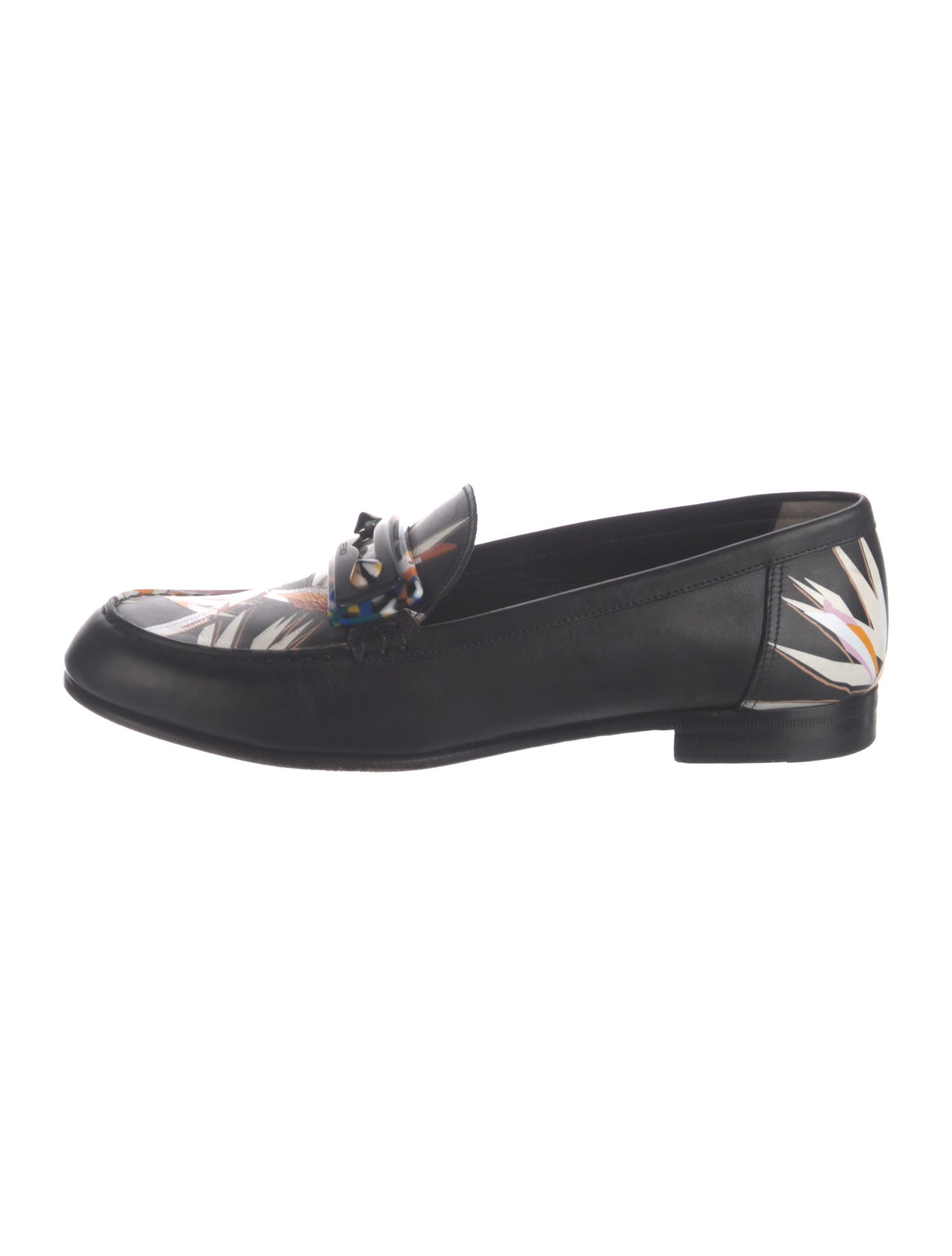 Fendi Leather Printed Loafers