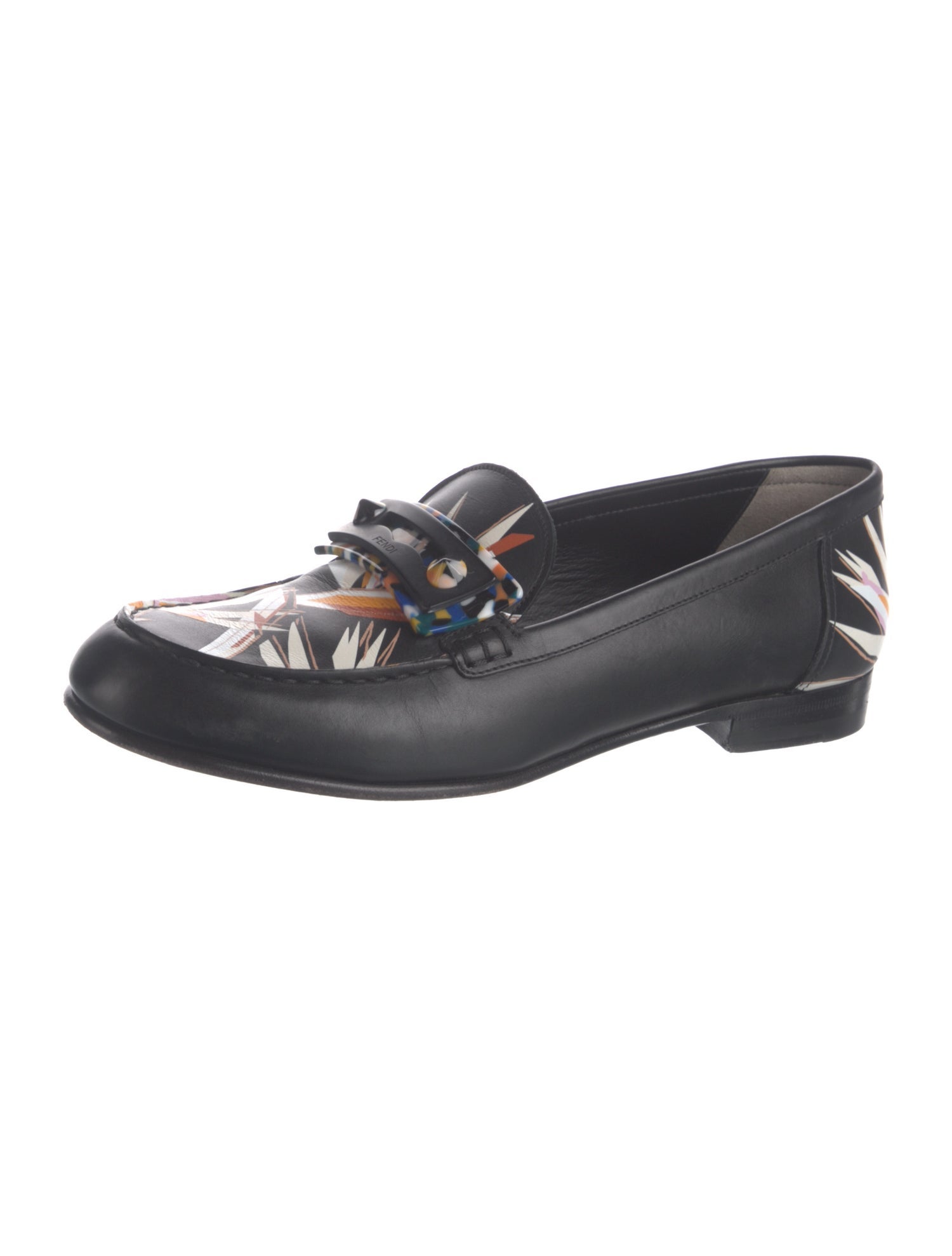 Fendi Leather Printed Loafers